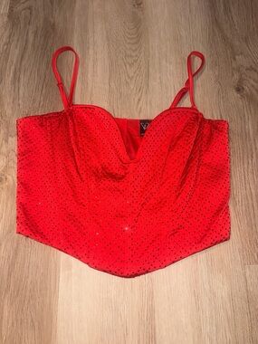 Windsor Red Rhinestone Bustier Crop Top